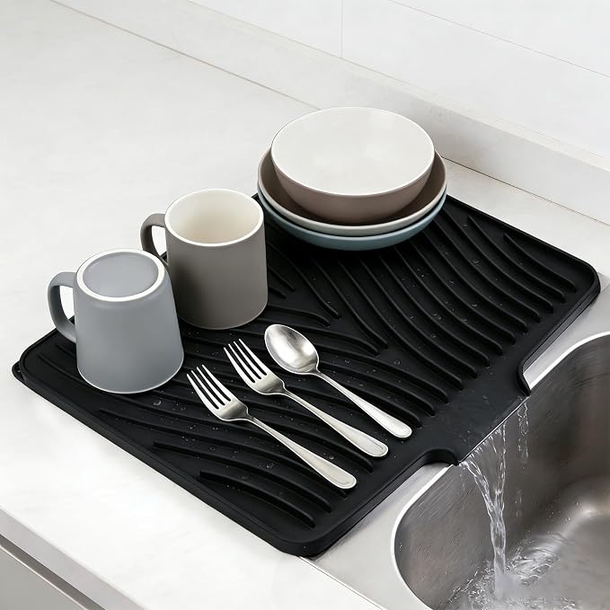 Silicone Dish Drying Mat for Kitchen Counter, Hangable & Roll-Up for - Image 2
