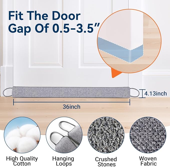 Door Draft Stopper, Heavy Duty Under Door Draft Blocker, Gap Filler, Door Bottom - Image 3