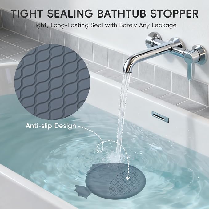 Shower Hair Drain Catcher & Bathtub Drain Stopper Set, 4.4" | Reversible Flip - Image 2
