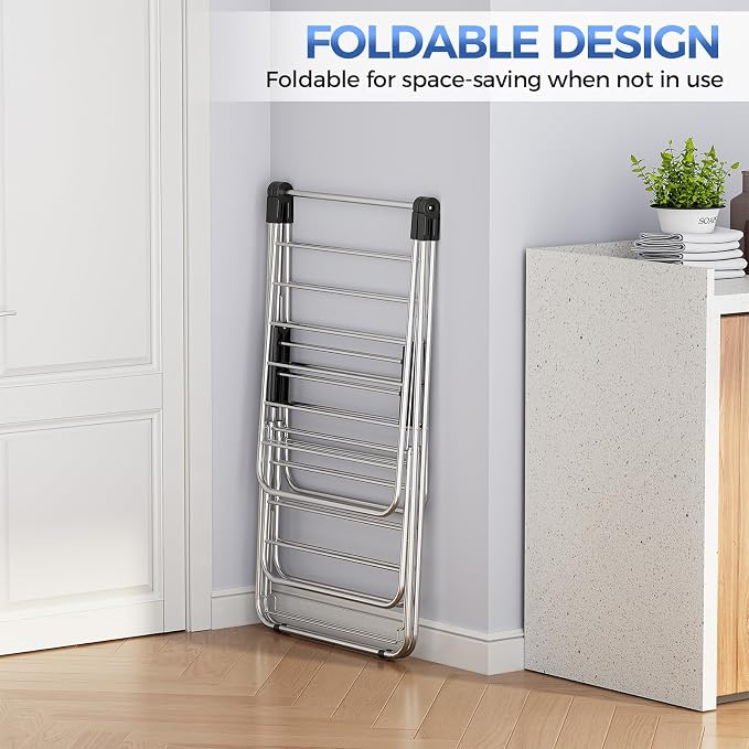 Large Stainless Steel Clothes Drying Rack, Generous Drying Area | Foldable - Image 5