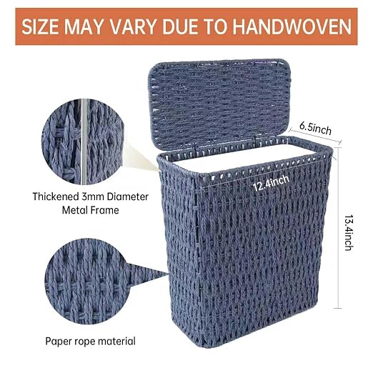 Coeusy 3 Gallon Paper Rope Bathroom Trash Can, Small Wicker Trash Cans - Image 3