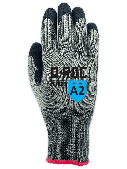 MAGID D-ROC ANSI A2 Heat-Resistant Work Gloves with Sandy Nitrile Coating, 12 Pairs, Size 8/Medium, GPD249