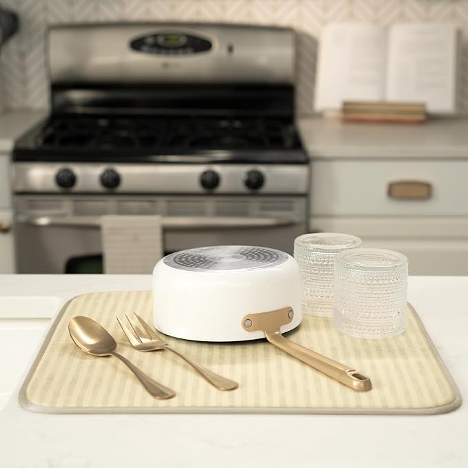 S&T INC. Dish Drying Mat, Distressed Lines | Absorbent Microfiber, Kitchen - Image 4