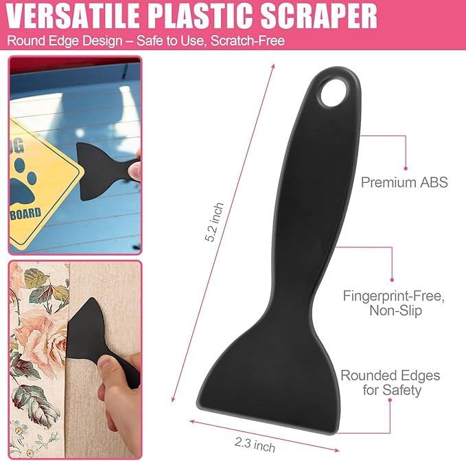 NECAMOCU 4 Pack Razor Blade Scraper, Includes 50 PCS Metal & Plastic Blades | - Image 4