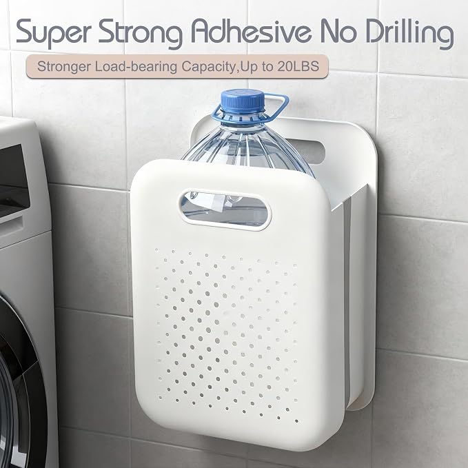 Goderewild Collapsible Laundry Basket, Space-Saving Wall-Mounted Hamper - Image 7