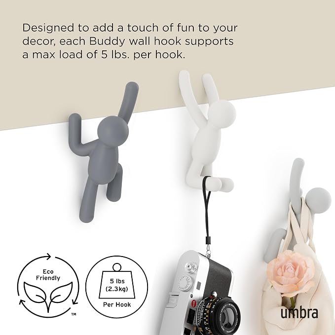 Umbra Buddy Wall Hooks, Decorative Wall Mount Coat Hooks, holds 5lbs per hook - Image 5