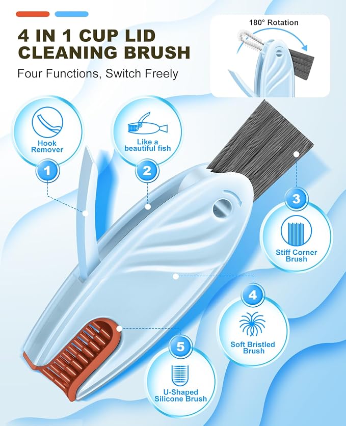 4 in 1 Cup Lid Gap Cleaning Brush Set 2 Pcs - Image 2