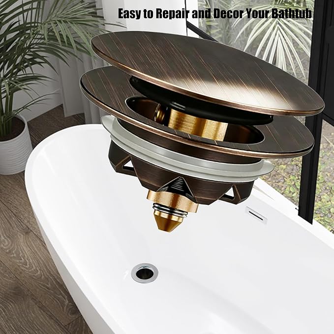 Anlige Bathtub Drain Stopper, Pop Up Tub Stopper and Cover, Bottom - Image 6