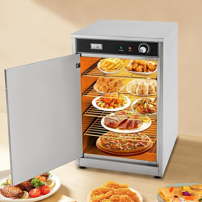 5Tier Commercial Food Warmer, 600W Food Warming Cabinet 110V Countertop Heated Holding Cabinet Electric Hot Box Food Warmer with Digital Display, 86~185℉ Temperature Control