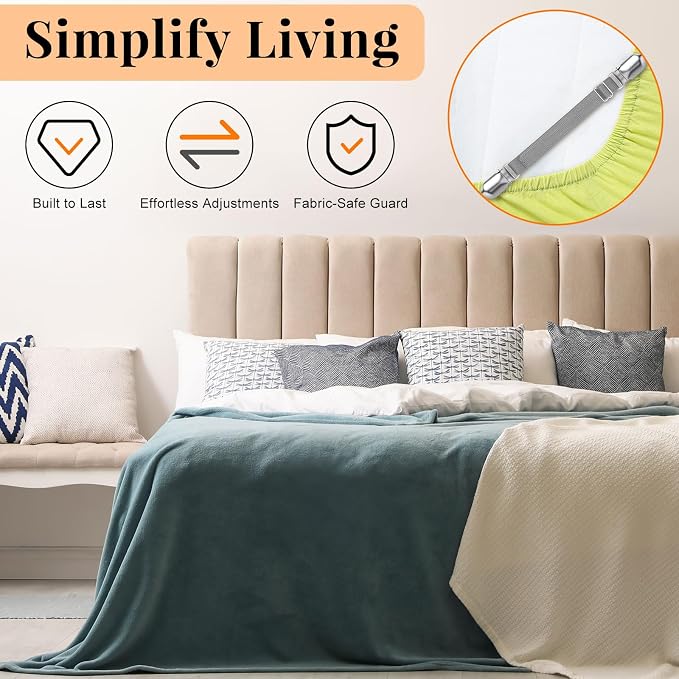 Boao 12 Pcs Bedsheet Strap Elastic Clip, 4-8 Inch Length | Sturdy Metal Clips - Image 7