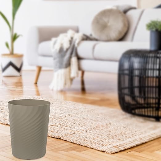 UUJOLY Plastic Small Bathroom Trash Can Wastebasket Garbage Can, Khaki | - Image 4