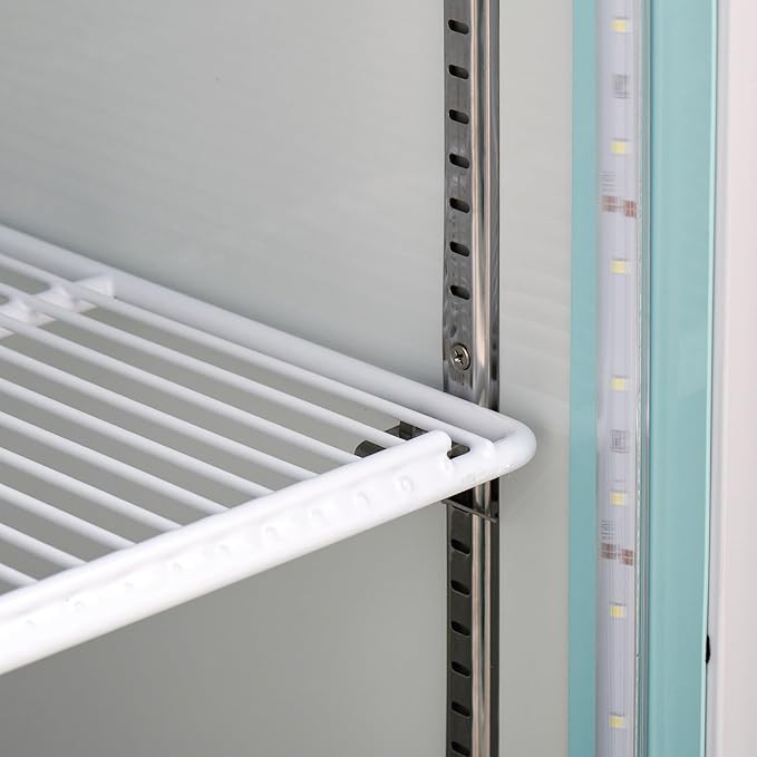Kratos Commercial Three Door Merchandising Refrigerator, Large Swing Glass Door White Mobile Display Refrigerator for Markets and C Stores, 78" Wide, LED Lighting, 115V (67K-213)