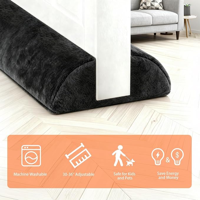 GDHOMM Door Draft Stopper, Door Sweep Noise Blocker Door Draft Guard - Image 6