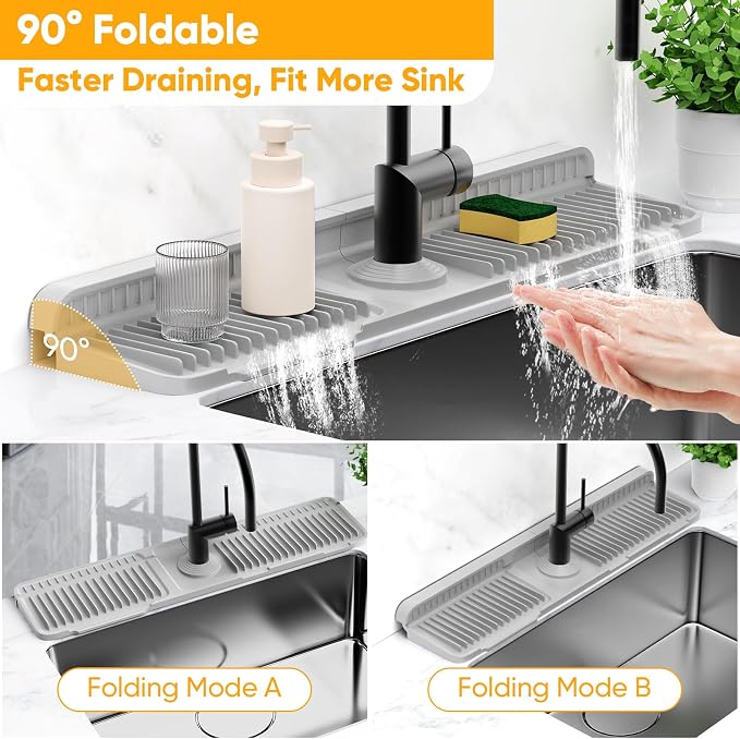 24'' Folding Faucet Mat for Kitchen Sink Splash Guard Kitchen Sink Faucet Mat - Image 6