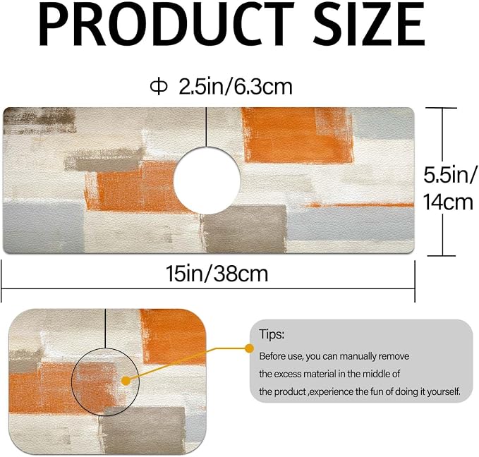 MCALK Orange Kitchen Sink Faucet Mat Splash Guard, Absorbent Quick-Dry Kitchen - Image 5