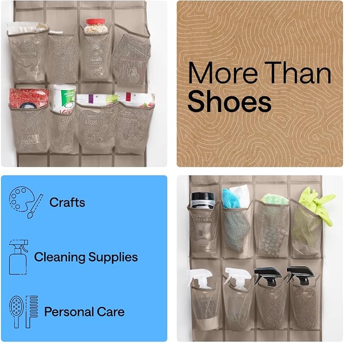 GORILLA GRIP Over the Door Shoe Organizer, 24 Large Pockets, Space Saving - Image 6