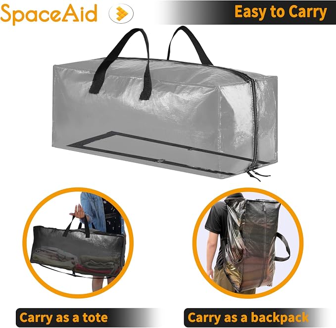 SpaceAid Heavy Duty Moving Bags, Extra Large Storage Totes W/Backpack Straps - Image 4
