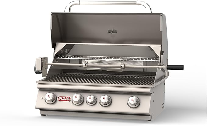 Bull Outdoor Products 30-Inch Outdoor Kitchen Bundle – Angus 75,000 BTU Built-In Grill Head, Grill Cover, Door & 2 Drawer Combo with Reveal, Glass Door & Contemporary Refrigerators – LP