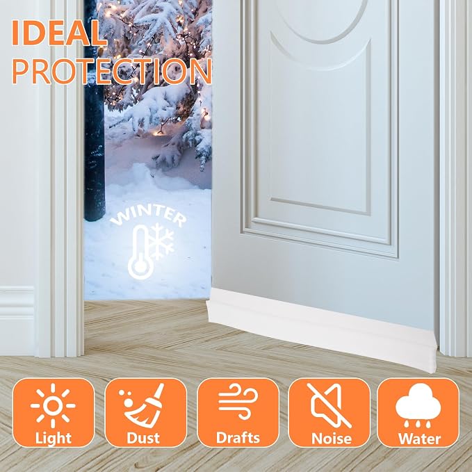 4Pcs Door Draft Stopper, Under Door Sweep Adjustable Weather Stripping Door Seal - Image 2