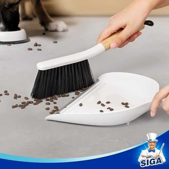 MR.SIGA Dustpan and Brush Set, Bamboo Handle, 1 Set | Handheld brush and - Image 5