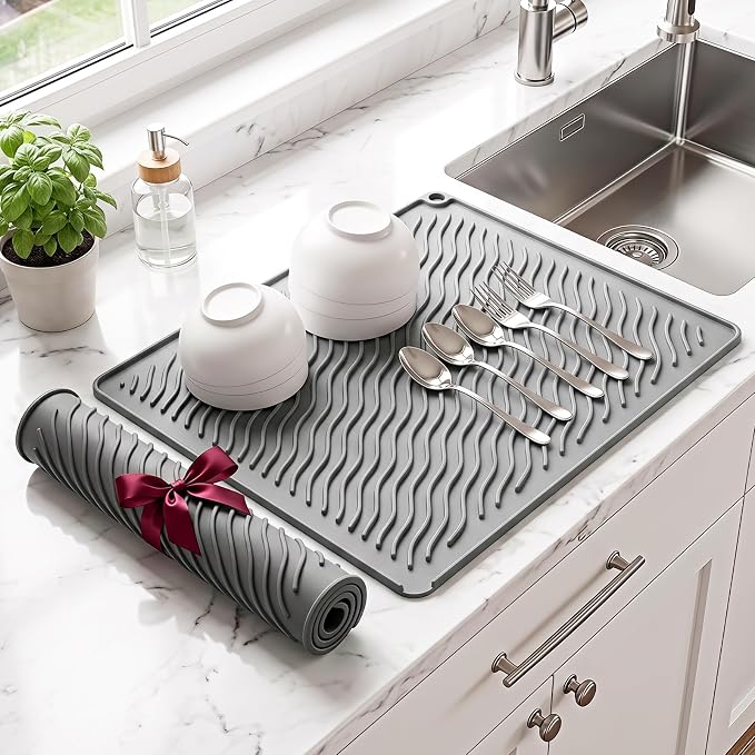 Kitsure 2 Pack Silicone Dish Drying Mat by Kitsure