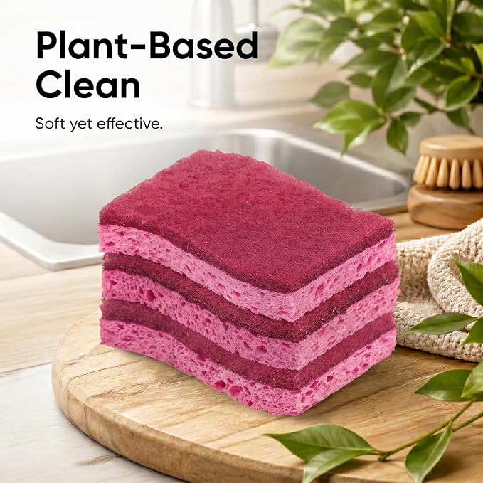 Kitchen Sponges for Washing Dishes, Non-Scratch Cellulose Dish Scrub Sponges - Image 9