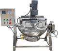 100L Jacketed Kettle 220V 1100W Commercial Electric Automatic Cooking Pot Tilting Jacketed Pot Three Phase with Mixer for Soup Sugar Jam