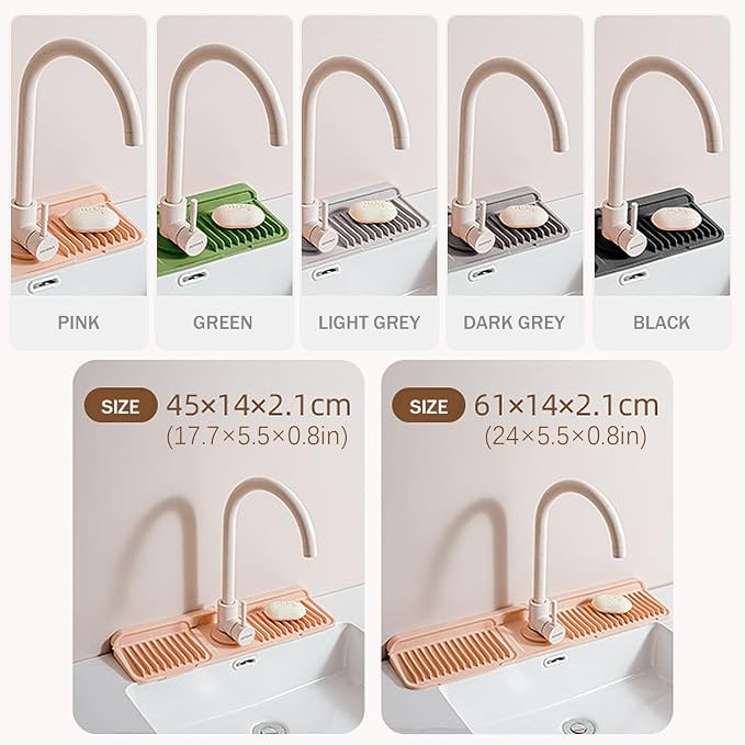 23" Extra Long Silicone Faucet Handle Drip Catcher Tray, 7° Sloped Self - Image 3