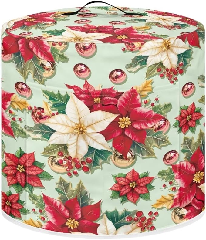 Christmas Flower Dust Cover for Kitchen Instant Pot Accessories Appliance Cover Quart Pressure Cooker Air Fryer Rice Cooker Kitchen Appliance Dust Covers with Storage Pockets Size M