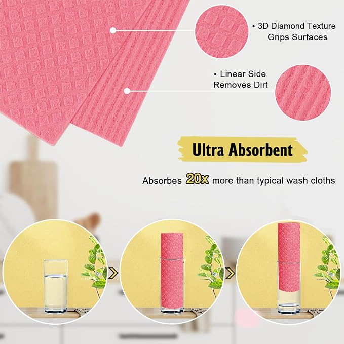 MoLKENE Swedish Dishcloths for Kitchen, 6 Pack Reusable Paper Towels, Absorbent - Image 3