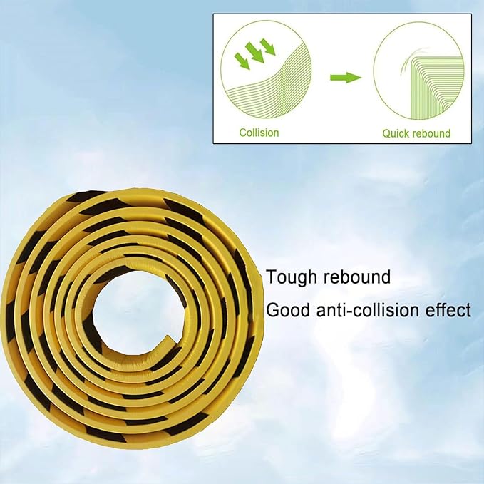 Heavy Duty Wall & Corner Guards 5m Corrugated Self-Adhesive NBR Rubber Protection with Yellow/Black Stripes for Parking Columns & Garage Safety(2PCS,10 cm)