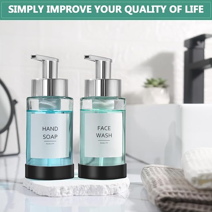 RYTOXILO Glass Soap Dispenser, 10 oz/300ml Foaming Soap Dispenser, 2 Pack - Image 6