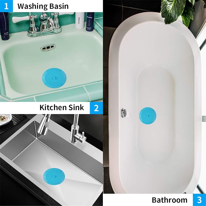 tifanso 2PCS 6" Silicone Bathtub Drain Stopper & Hair Catcher - Image 7