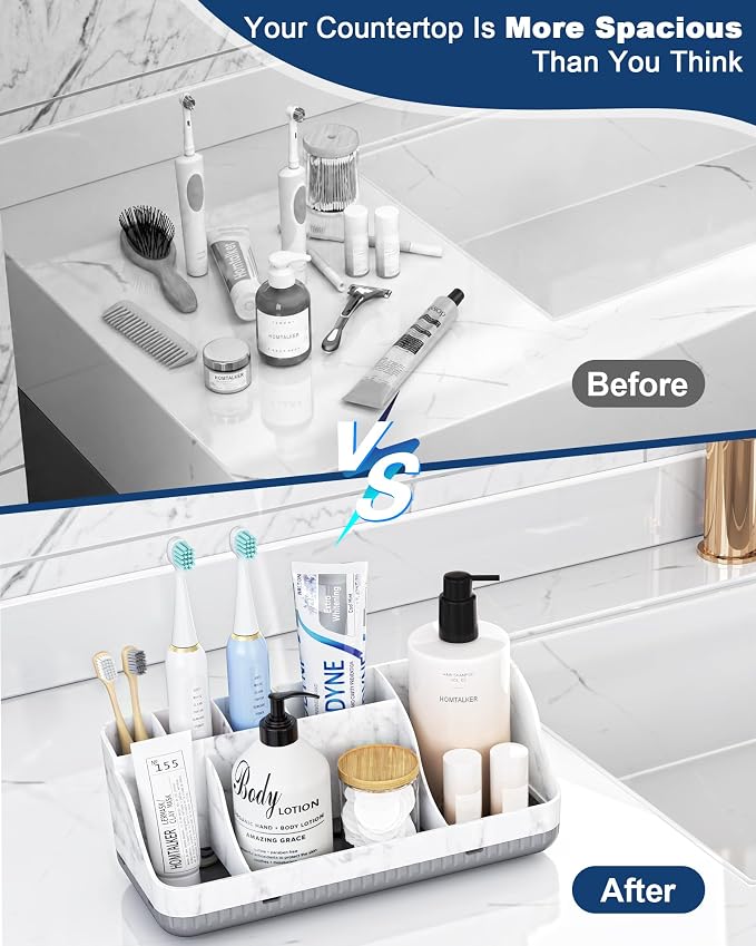 Bathroom Counter Organizer and Storage, 7 Slots Detachable Toothbrush Holders - Image 5