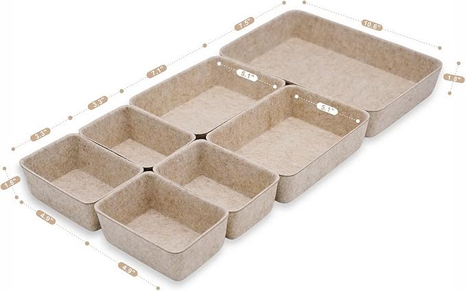 Office Drawer organizers felt storage bins Shallow Small Desk trays Draw - Image 7