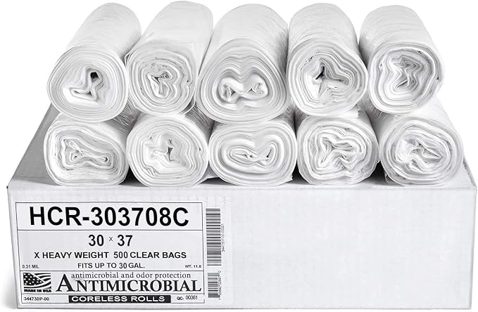 Aluf Plastics 30 Gal Clear Trash Bags, 8 Micron, 8 Micron, Industrial, by AlufPlastics