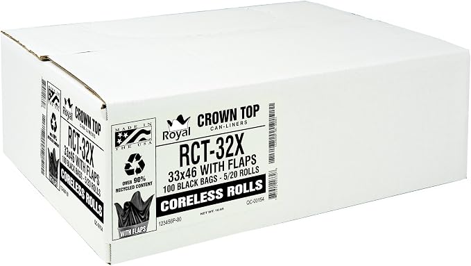 Aluf Plastics 40-45 Gal Black Coreless Roll Trash Bags, E-Z Tie - Image 4