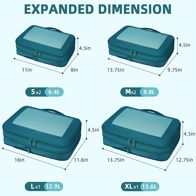 BAGAIL 4 Set/6 Set/8 Set Compression Packing Cubes Travel Accessories - Image 2
