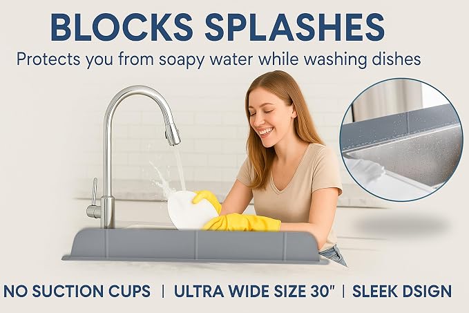 30 inch Premium Kitchen Sink Silicone Water Splash Guard SIZE UPGRADE 30" and - Image 8