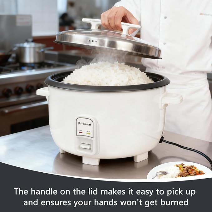 Commercial Rice Cooker, 46-Cup Rice Cooker, 9Qt / 10 L Large Rice Cooker with Nonstick Inner Pot, Fast Cooking and Auto Keep Warm, with Rice Cup and Paddle, Easy to Clean, 1600W