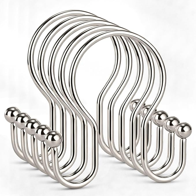 Shower Curtain Hooks, Stainless Steel Shower Curtain Hangers, Metal Shower by Goowin