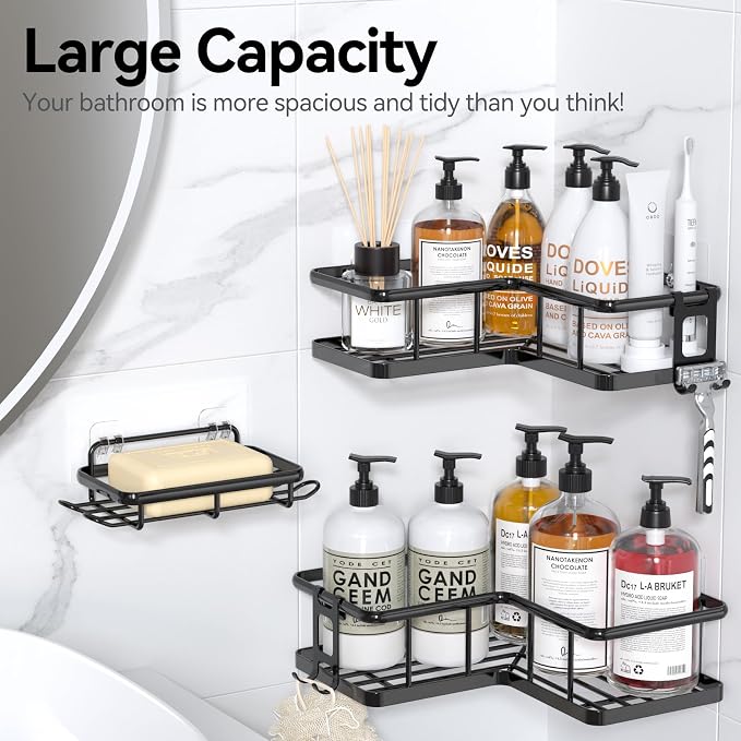YASONIC Corner Shower Caddy Adhesive, 100% Rustproof Shower Organizer - Image 9