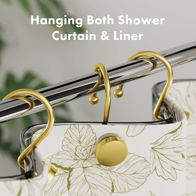 AmazerBath Gold Shower Curtain Hooks, Shower Curtain Rings Modern Decorative - Image 3