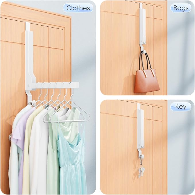 4 Pack Over The Door Hanger Folding Clothes Drying Rack, Folding Hanging Coat - Image 6