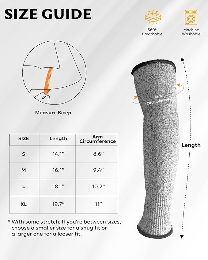 Evridwear Protective Arm Sleeves Cut Resistant Farmers Sleeves for Men Work, Gardening, Farming, Arm Protectors for Thin Skin and Bruising (XS, No Thumb Hole)