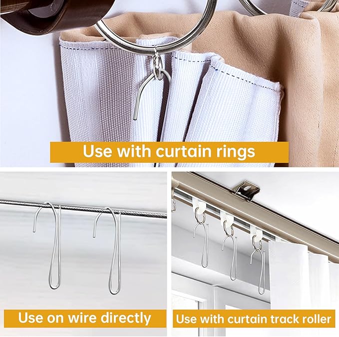 50 Pack Heavy Duty Metal Pinch Pleat Curtain Drapery Hooks, 2.68 Inch | - Image 3