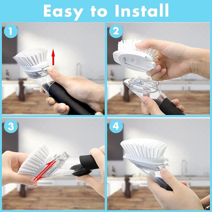 Dish Brush Refills, 12 Pack Dish Brush Replacement Head | Built-in Scraper - Image 7