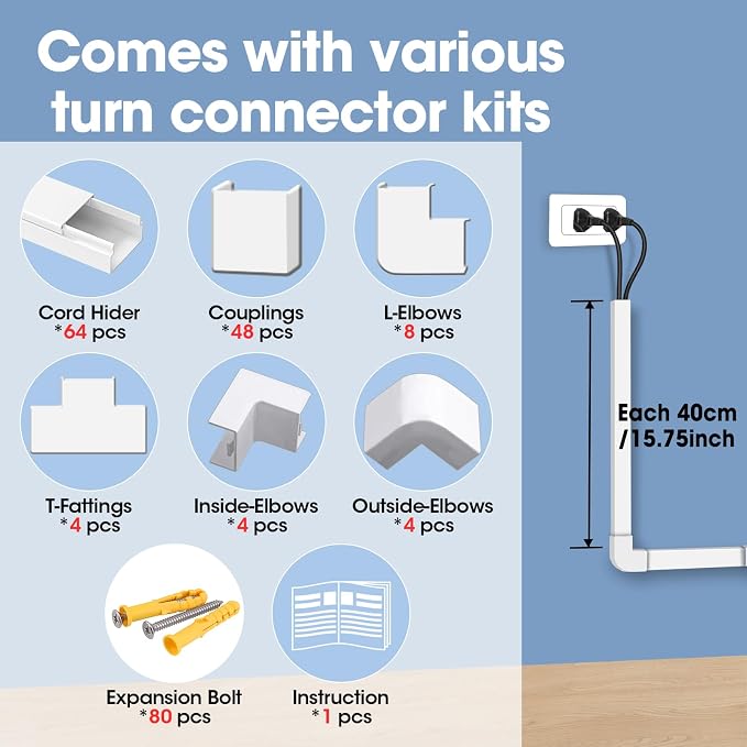 1000in Cord Hider Kit, Cord Covers - Image 3