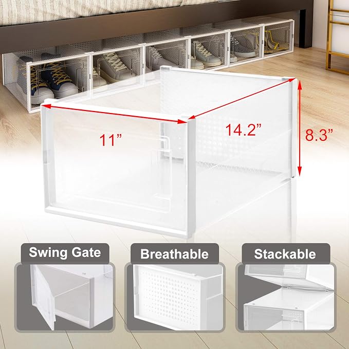 AJP Distributors 6 Collapsible Stackable Shoe Organizer Racks - Image 3