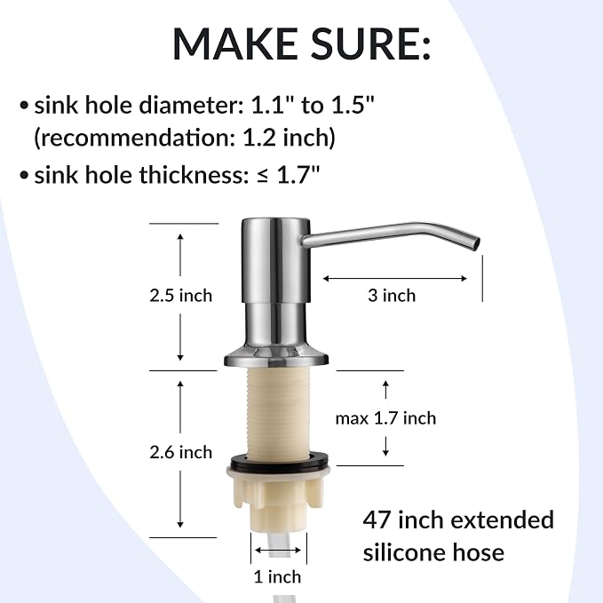 Soap Dispenser for Kitchen Sink, Chrome Stainless Steel Countertop Dish Sink - Image 5